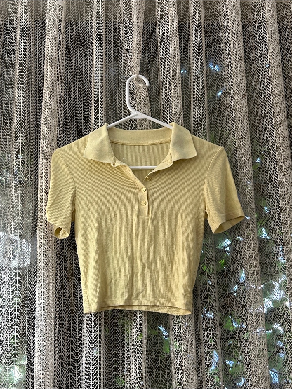 Women’s Short Sleeve Polo Top in Pale Yellow